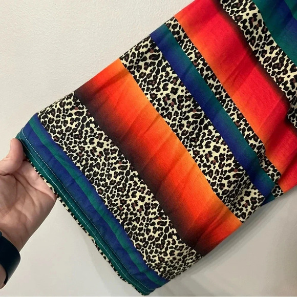 Women’s Boutique Colorful Serape & Cheetah Print Striped Kimono One Size GUC - Picture 4 of 7